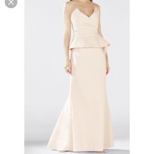 Gracie Pink Strapless peplum gown BCBGMAXAZRIA